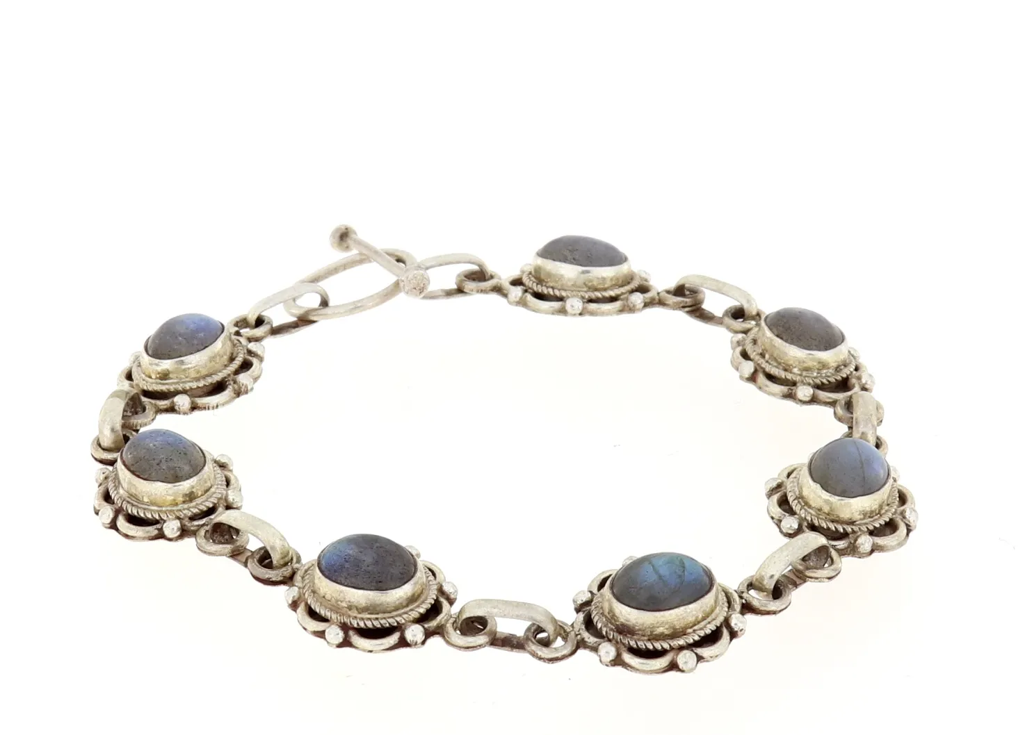 Armband mit blauen Labradorit feine Handarbeit Echt Silber Länge 185 mm X-A-24