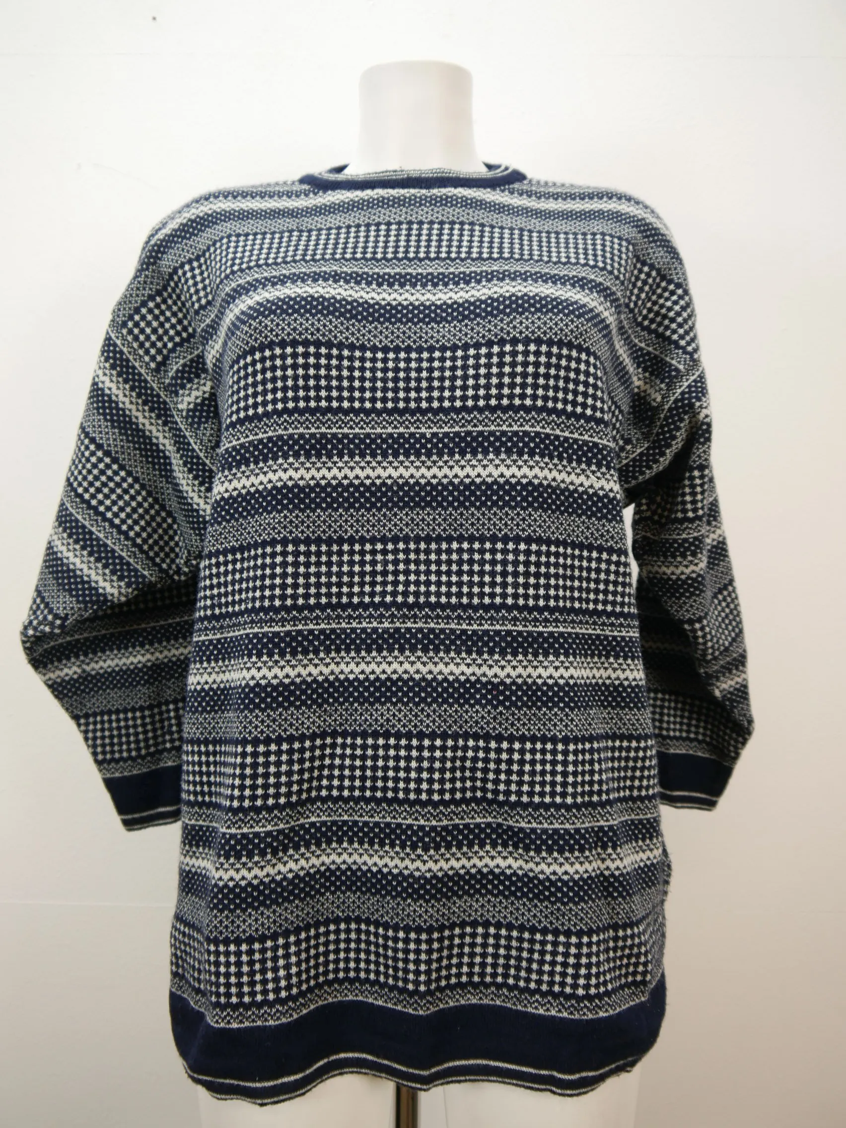 Dammage blau weiß mit Streifen hammer Herren Norweger Strickpullover Gr.M