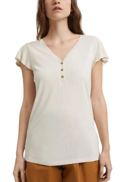 edc T-Shirt Leinen beige 041CC1K332