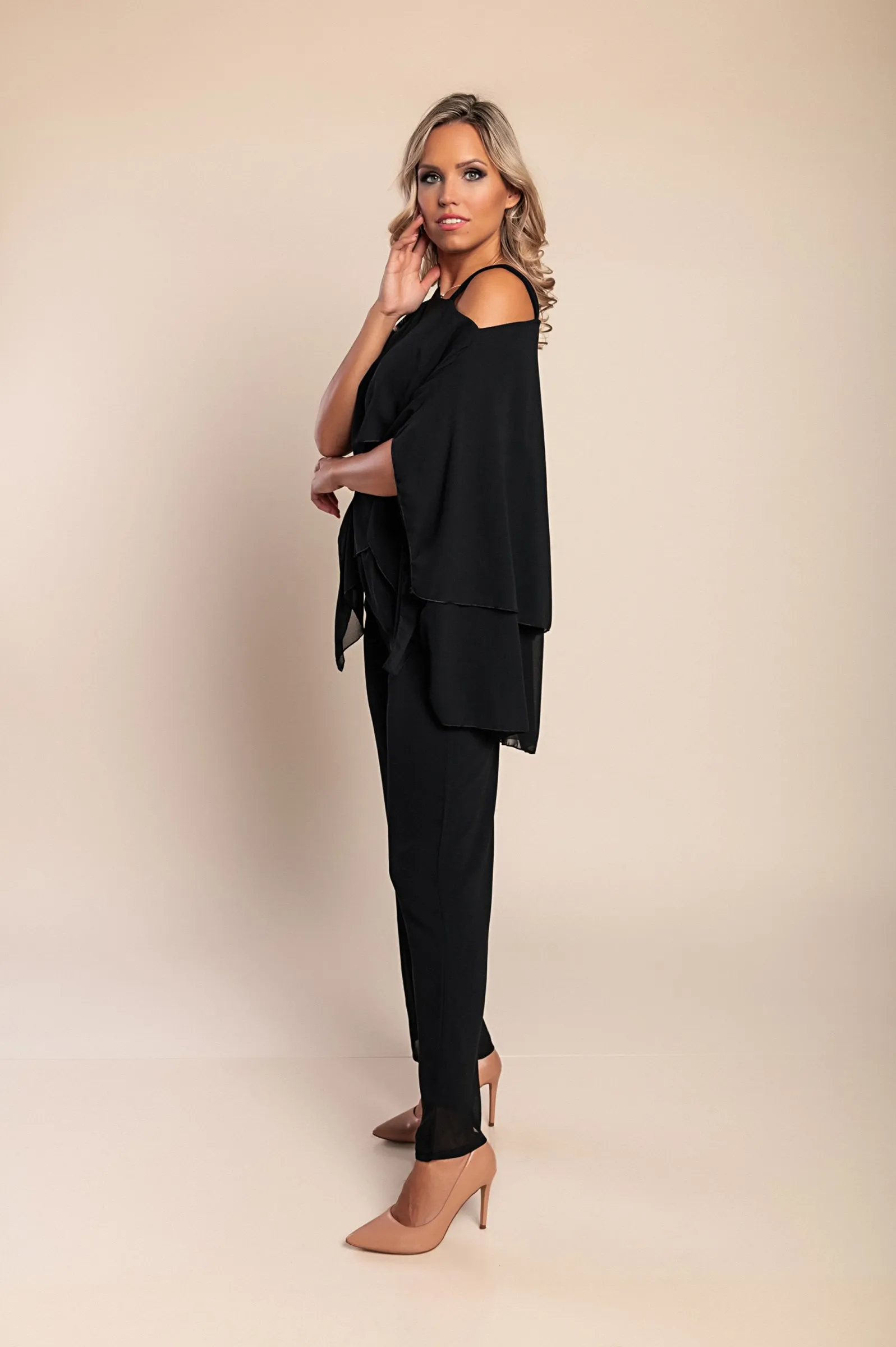 Elegantes Set aus Tunika und langer Hose, schwarz