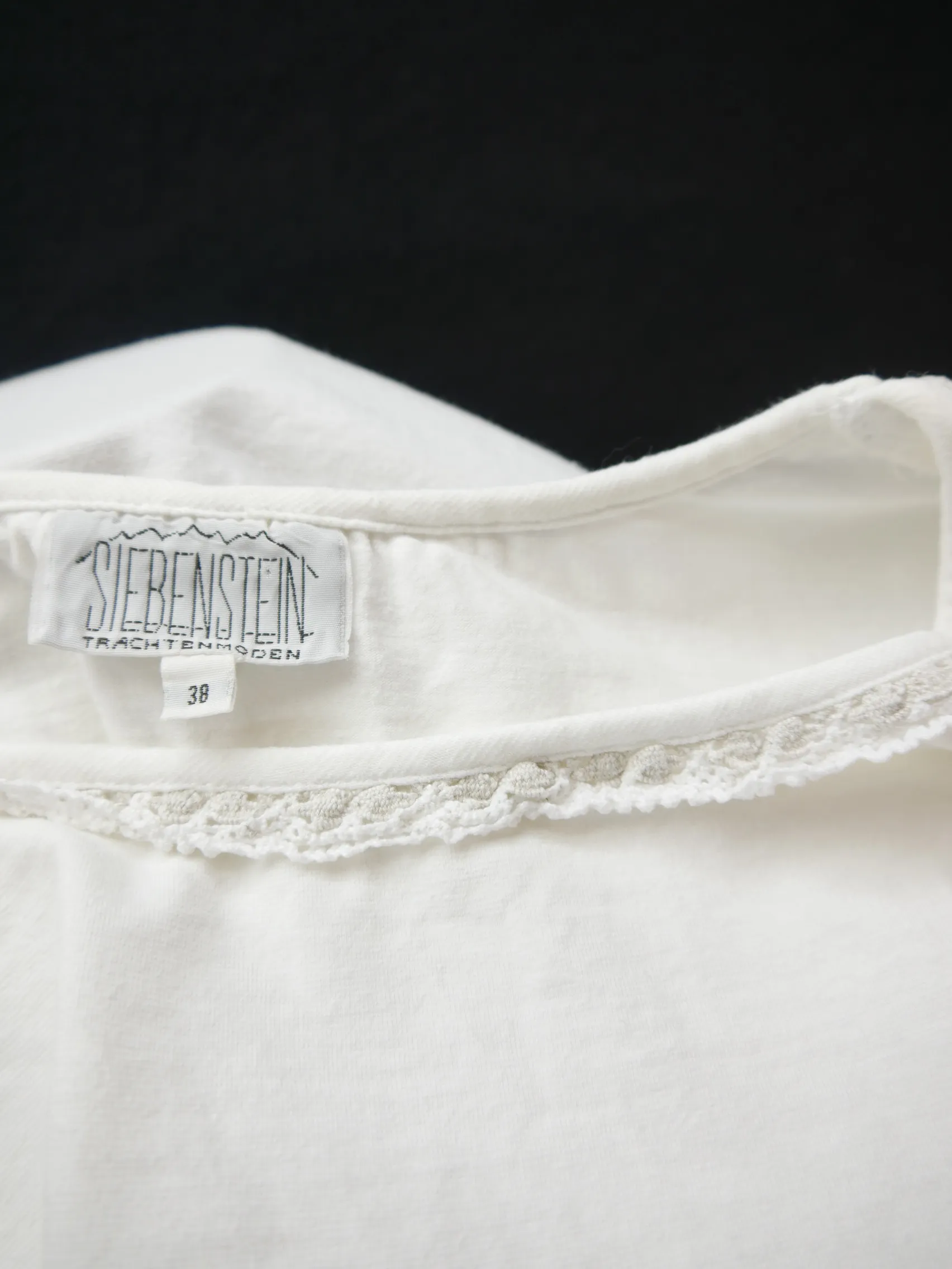 Gr.38 Trachtenbluse weiß Bluse Siebenstein Baumwollmischung mit Spitze