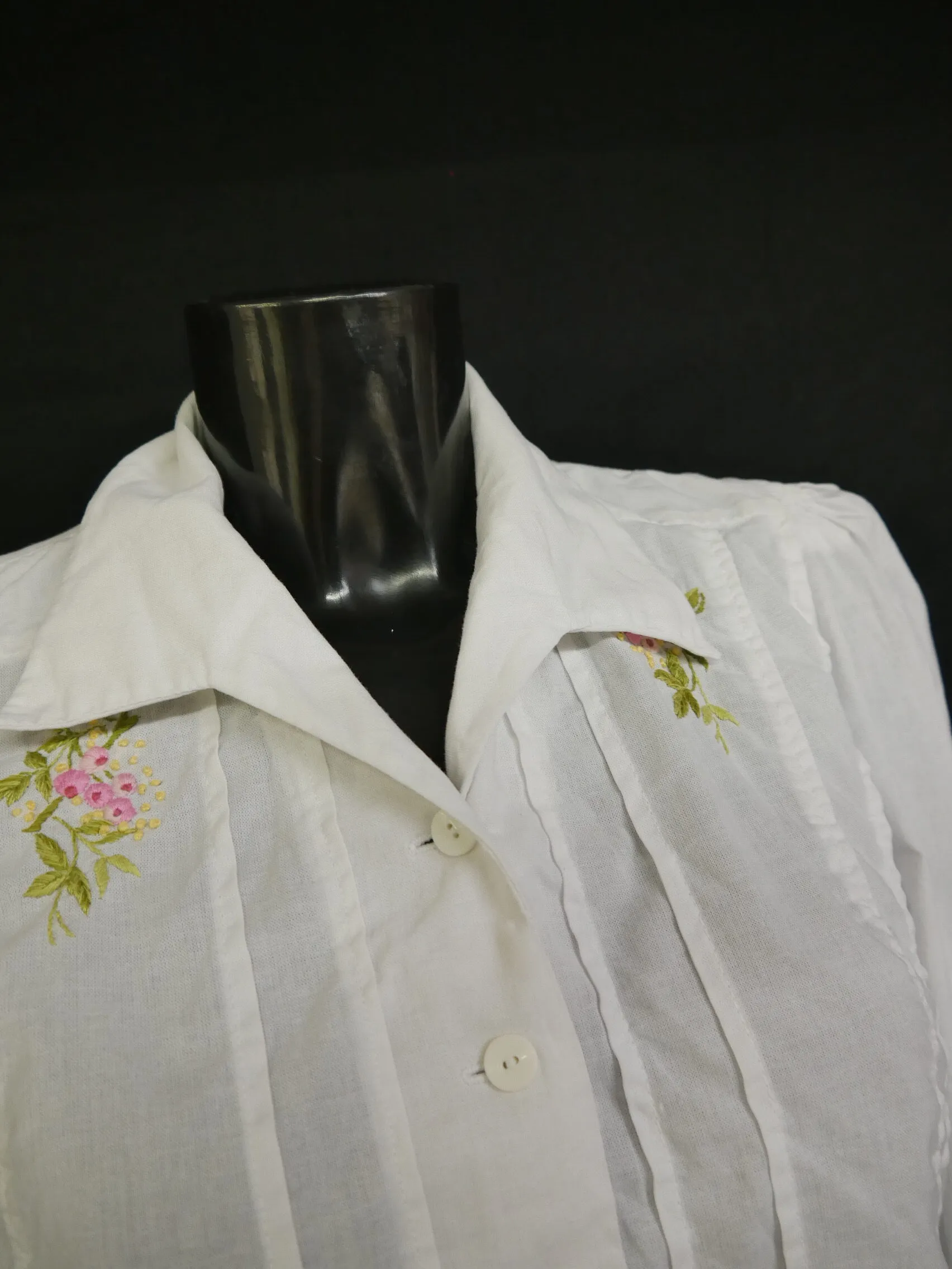 Gr.44 Trachtenbluse weiß Bluse für Dirndl Baumwolle mit Stickerei TB9289