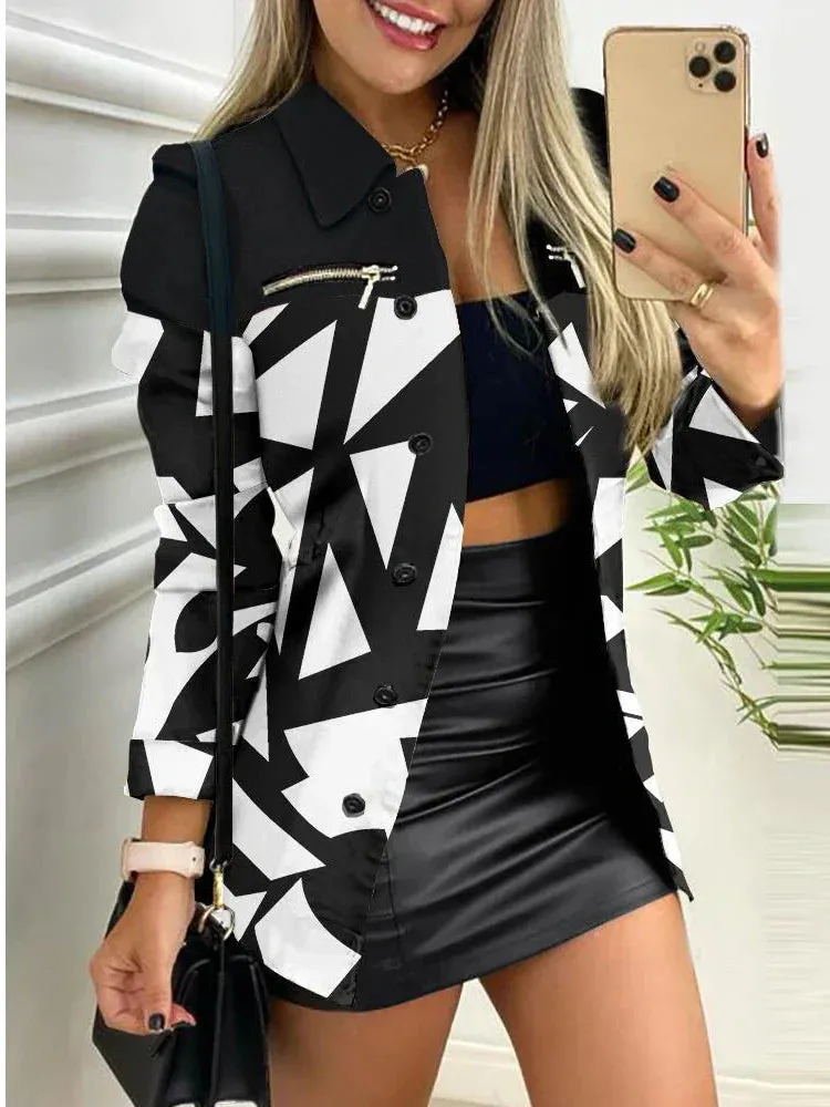 Heidi-Mode | Schicke Geometrische Jacke Für Frauen