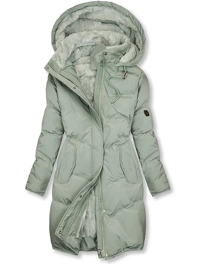 Heidi-Mode - Schwarzes Winterkleid mit Kapuze und Reißverschluss für Frauen