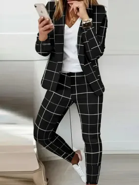 Liliana | Damen Blazer und Hose Set im Karomuster – Zeitloses, schlich