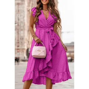 Midikleid mit Polka-Dot-Print, Fuchsia