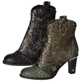 Mustang Damen Stiefelette floral Blumenmuster Nietenbesatz