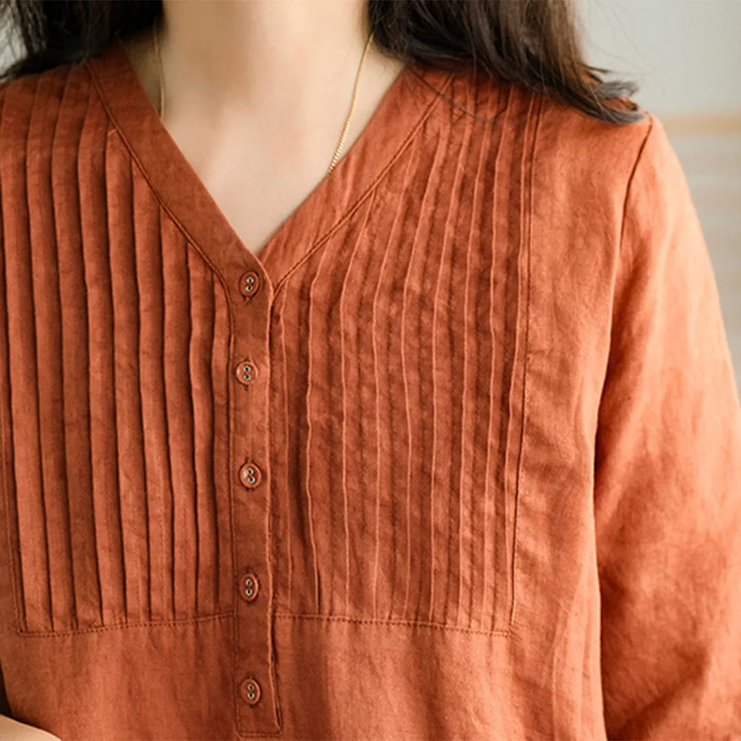 Orangen Leinenkleid