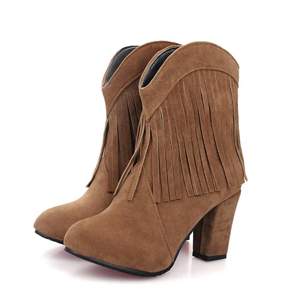 Retro Stiefel vom britischen Stil mit Fransen