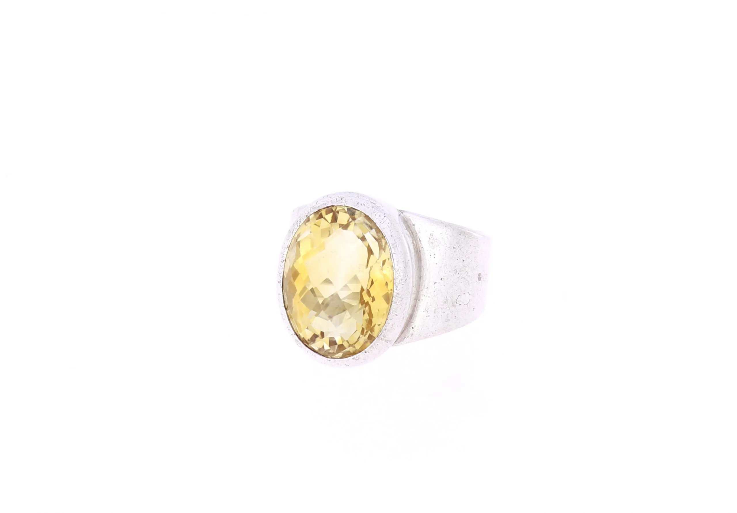 Ring mit Citrin gelb herrlich geschliffen schlichte Fassung Silber Größe 61 – 5