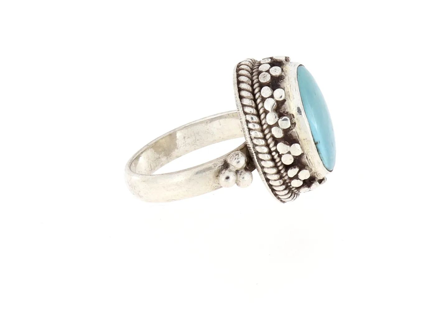Türkisring in filigraner Fassung Silber Ring mit Türkis aus Nepal Größe 54 -7
