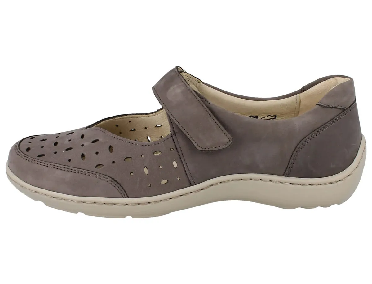 WALDLÄUFER Henni Damen Riemen Ballerina braun Nubukleder